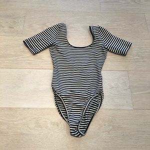American Apparel, striped leotard with swoop-back